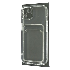 Чехол накладка CARD CASE для APPLE iPhone 13 (6.1), силикон, отдел для карт, цвет прозрачный