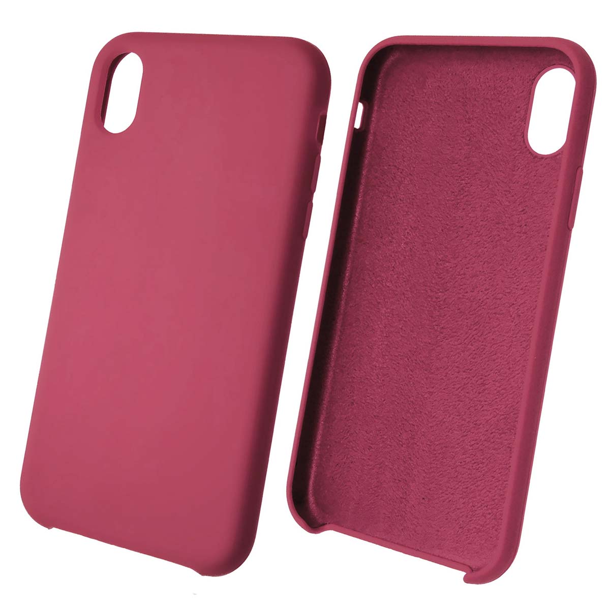 Чехол накладка Silicon Case для APPLE iPhone XR, силикон, бархат, цвет малиновый.