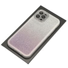 Чехол накладка Shine для APPLE iPhone 12 Pro, силикон, блестки, защита камеры, цвет серебристо сиреневый