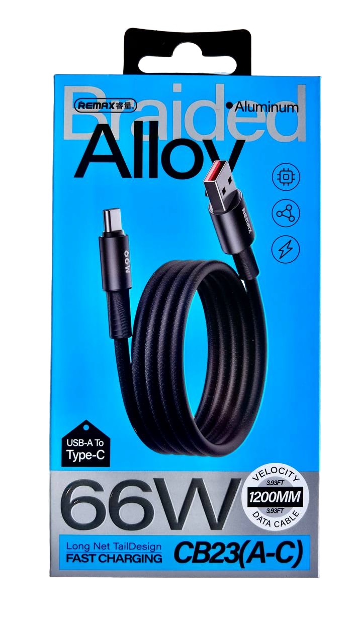 Кабель REMAX Alloy CB23(A-C) USB-A на Type-C, 66W, длина 1.2 метра, цвет черный