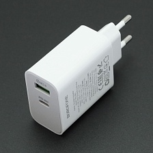 СЗУ (Сетевое зарядное устройство) BOROFONE BA108A Stellar, 30W, 1 USB A, 1 USB Type C, PD30W, QC3.0, цвет белый СЗУ (Сетевое зарядное устройство) BOROFONE BA108A Stellar, 30W, 1 USB A, 1 USB Type C, PD30W, QC3.0, цвет белый
