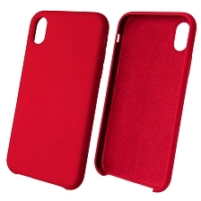 Чехол накладка Silicon Case для APPLE iPhone XR, силикон, бархат, цвет красная роза.