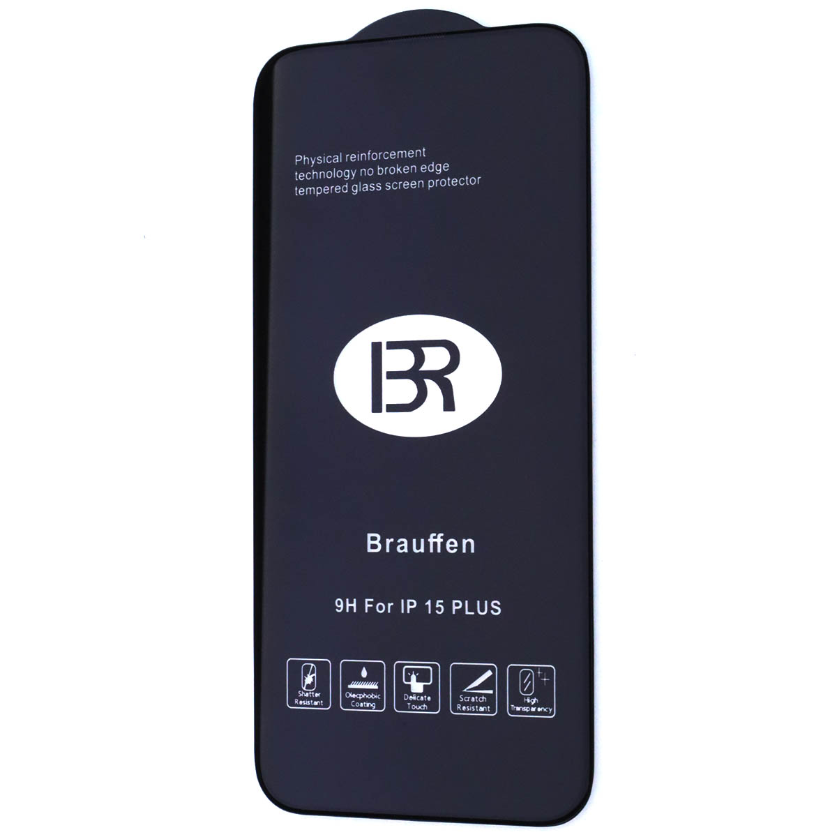 Защитное стекло 5D BRAUFFEN для APPLE iPhone 15 Plus (6.7"), цвет окантовки черный