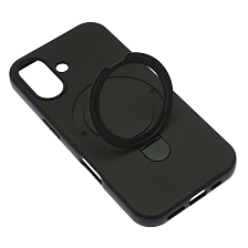 Чехол накладка Revole Mix для APPLE iPhone 16, силикон, бархат, кольцо держатель, цвет черный