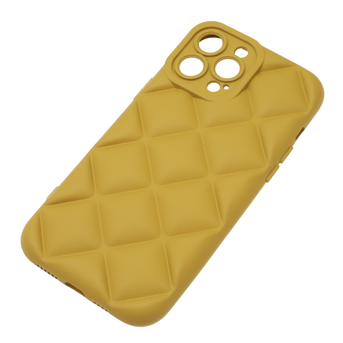 Чехол накладка для APPLE iPhone 13 Pro Max (6.7"), силикон, 3D ромб, цвет горчичный