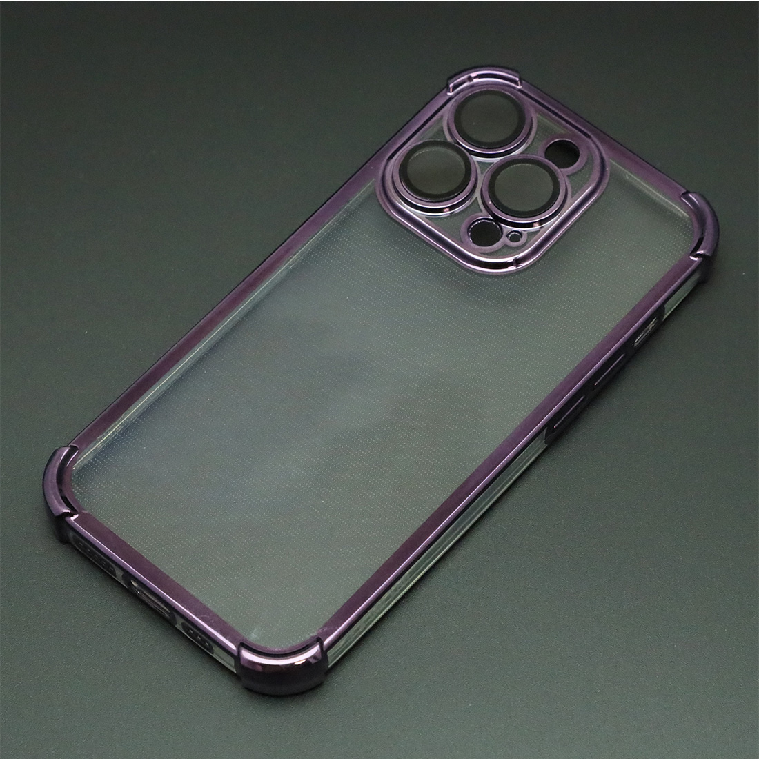 Чехол накладка для APPLE iPhone 14 Pro, силикон, защита камеры, цвет окантовки фиолетовый