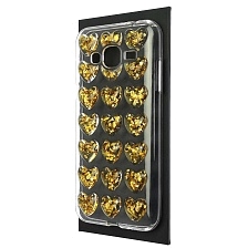 Чехол накладка для SAMSUNG Galaxy J3 2016 (SM-J310), силикон, рисунок 3D сердечки фон 1