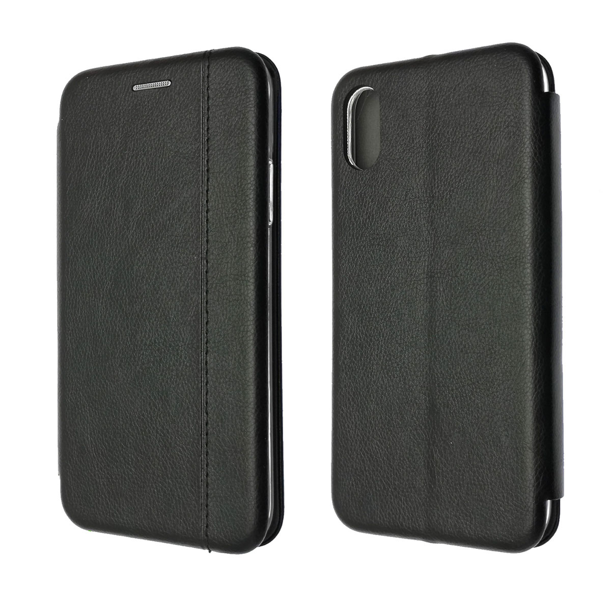 Чехол книжка VINTAGE LiNE для APPLE iPhone X, XS, экокожа, визитница, на магните, цвет черный.