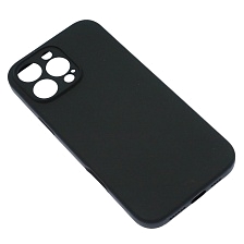 Чехол накладка Silicon Case для APPLE iPhone 16 Pro Max, защита камеры,силикон, бархат, цвет черный
