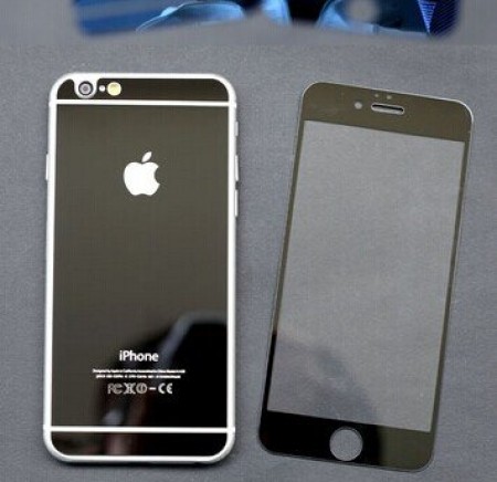 Защитное стекло "SC" цветное зеркальное [комплект] для Apple Iphone 6/4,7 (цвет=черный).