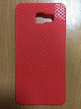 Чехол накладка для SAMSUNG Galaxy A7 2016 (SM-A710), силикон, рисунок черепица, цвет красный