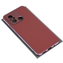 Чехол накладка для XIAOMI Redmi 12С, POCO C55, защита камеры, силикон, пластик, цвет бордовый