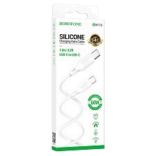 Кабель BOROFONE BX113 Lenny USB Type C на USB Type C, 60W, длина 1 метр, цвет белый