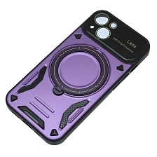 Чехол накладка Security Case с поддержкой MagSafe для APPLE iPhone 13, силикон, защита камеры, подставка, цвет фиолетовый