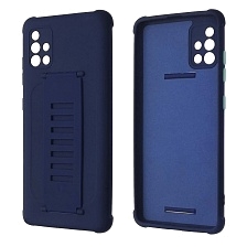 Чехол накладка LADDER NANO для SAMSUNG Galaxy A51 (SM-A515), силикон, держатель, цвет темно синий