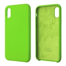 Чехол накладка Silicon Case для APPLE iPhone X, iPhone XS, силикон, бархат, цвет ярко зеленый