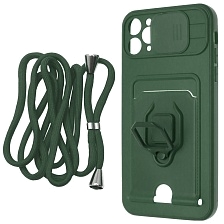 Чехол накладка MULTI FUNCTION 4 в 1 для APPLE iPhone 11 Pro MAX (6.5), цвет темно зеленый