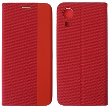 Чехол книжка MESH для SAMSUNG Galaxy A03 Core (SM-A032F), текстиль, силикон, бархат, визитница, цвет красный