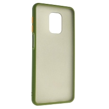 Чехол накладка SKIN SHELL для XIAOMI Redmi Note 9 Pro, Redmi Note 9S, силикон, пластик, цвет окантовки хаки