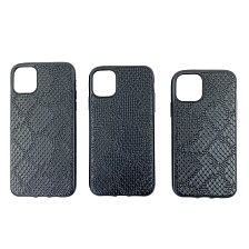 Чехол накладка для APPLE iPhone 11 Pro MAX, силикон под кожу питона, цвет черный.