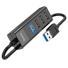 Хаб концентратор HOCO HB25, USB на 4 USB, цвет черный