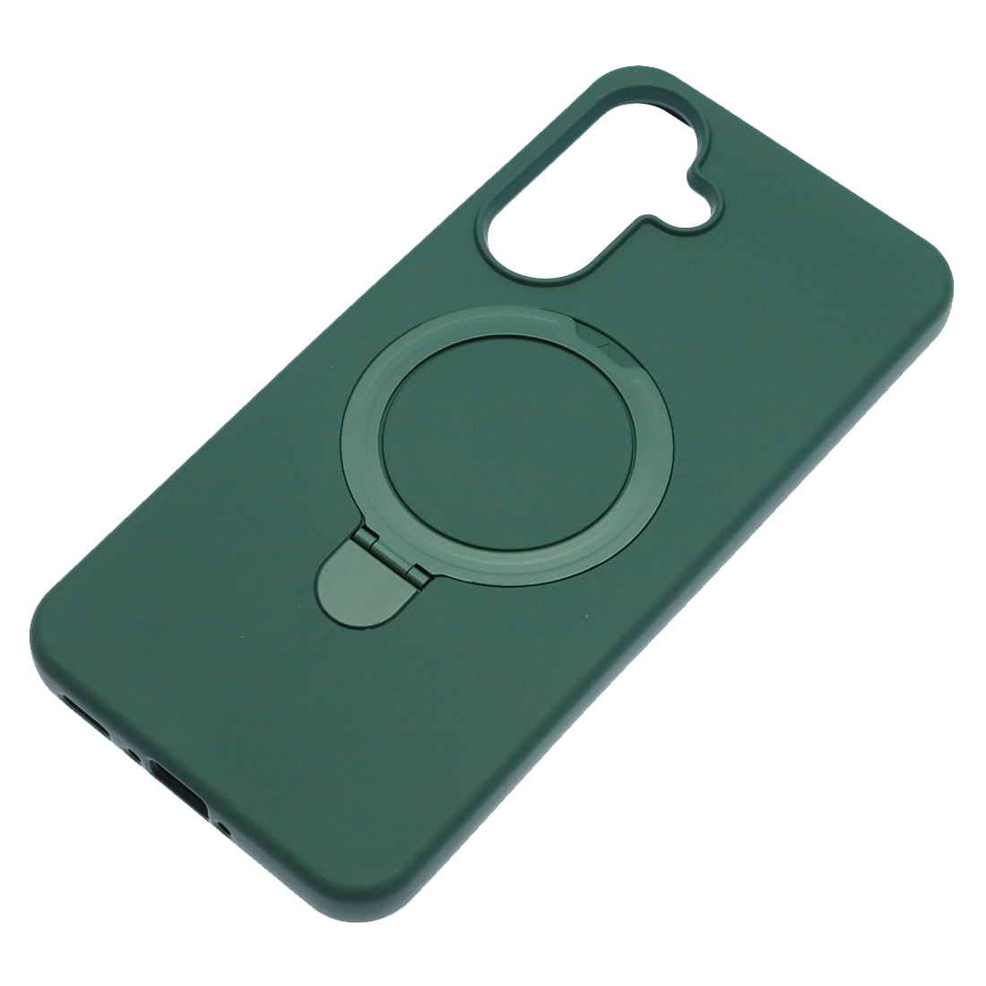 Чехол накладка Revole Mix для SAMSUNG Galaxy A36, Galaxy A56, силикон, бархат, кольцо держатель, цвет темно зеленый