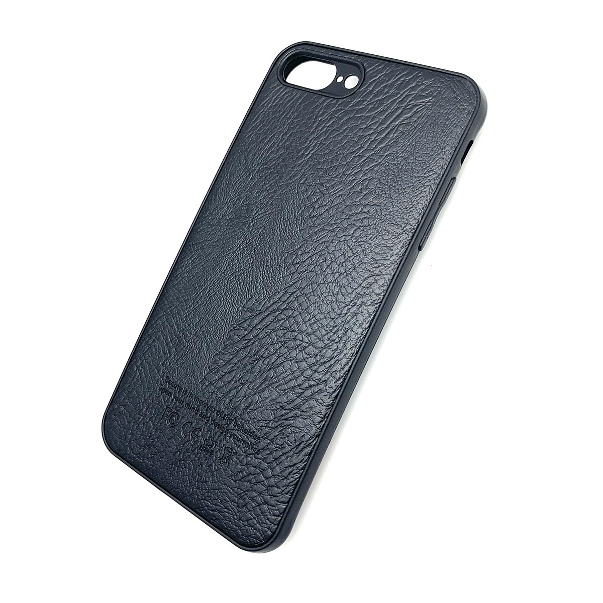 Чехол накладка для APPLE iPhone 7, 8 Plus, силикон, имитация под кожу, логотип, цвет черный.