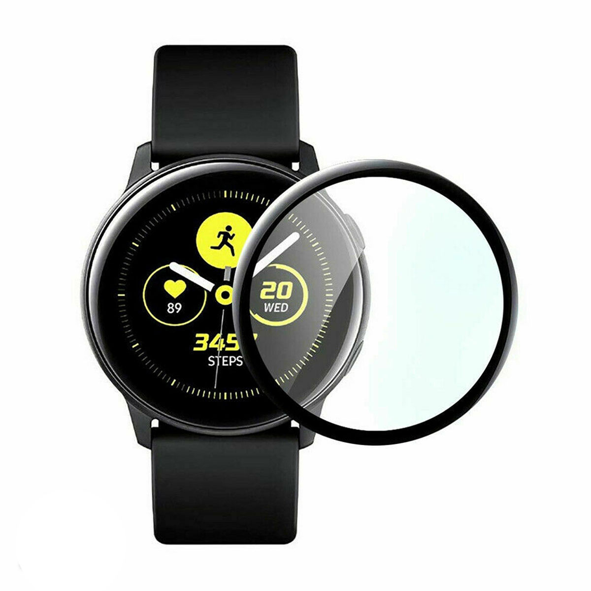 Защитная пленка, стекло 3D PMMA для SAMSUNG Watch 44 мм (SM-T820), цвет окантовки черный.