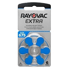 Батарейка для слуховых аппаратов RAYOVAC Extra, ZA675 (675A, AC675E/EZ, PR675H, PR44), BL6, 1.45V