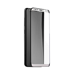 Защитное стекло 3D для SAMSUNG Galaxy S8 (SM-G950) ударопрочное прозрачное кант серебро.