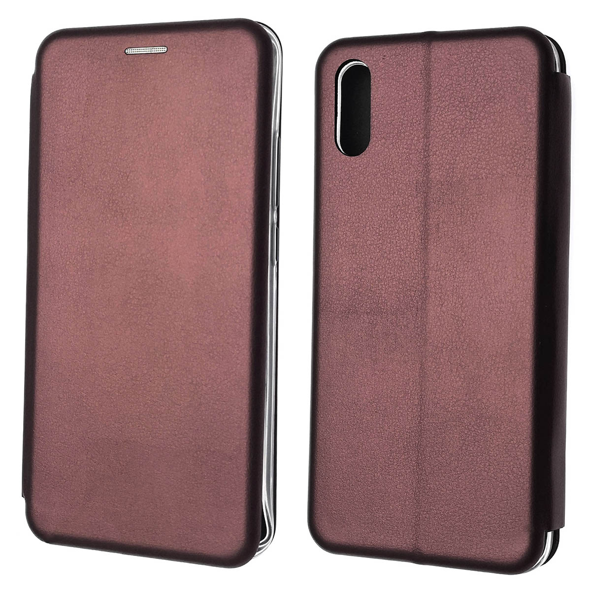 Чехол книжка STYLISH для XIAOMI Redmi 9A, экокожа, визитница, цвет бордовый