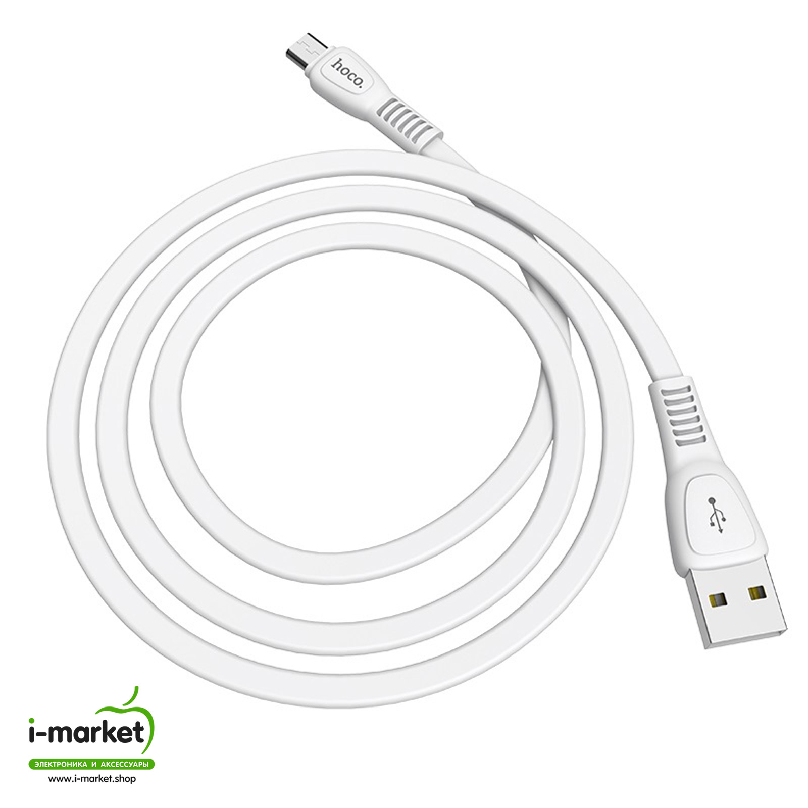 Кабель HOCO X40 Noah Micro USB, 2.4A, длина 1 метр, TPE оплетка, цвет белый