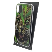 Чехол накладка для APPLE iPhone 11, силикон, глянцевый, рисунок Рычащий леопард