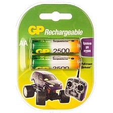Аккумулятор перезаряжаемый GP R6 AA BL2 NI-MH 2500mAh, тип пальчиковый Аккумулятор перезаряжаемый GP R6 AA BL2 NI-MH 2500mAh, тип пальчиковый