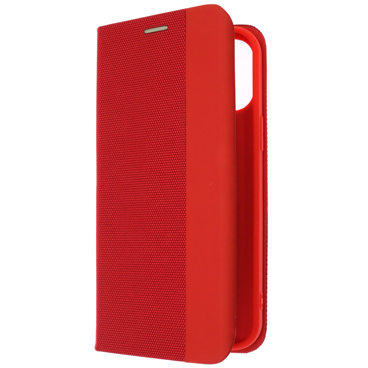 Чехол книжка MESH для APPLE iPhone 12 Pro Max (6.7), текстиль, силикон, бархат, визитница, цвет красный