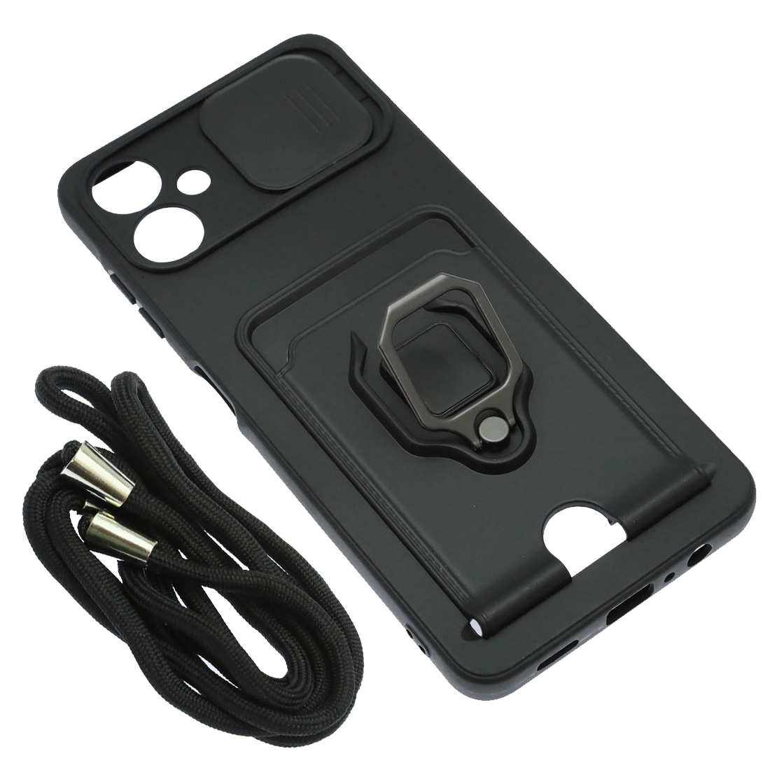 Чехол накладка MULTI FUNCTION 4 в 1 для SAMSUNG Galaxy A06, цвет черный