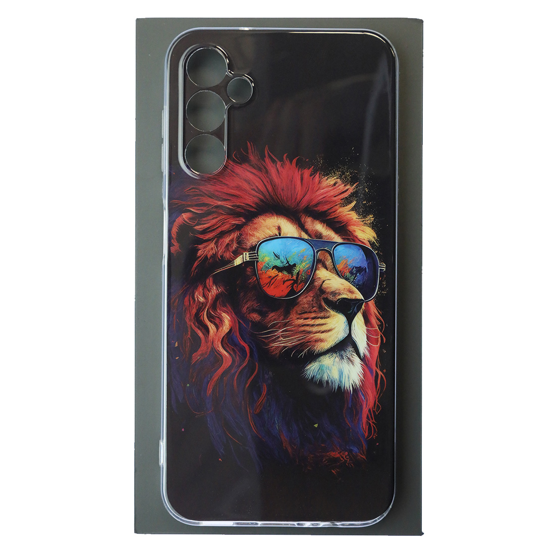 Чехол накладка для SAMSUNG Galaxy A14, защита камеры, силикон, глянцевый, рисунок Лев в очках Чехол накладка для SAMSUNG Galaxy A14, защита камеры, силикон, глянцевый, рисунок Лев в очках