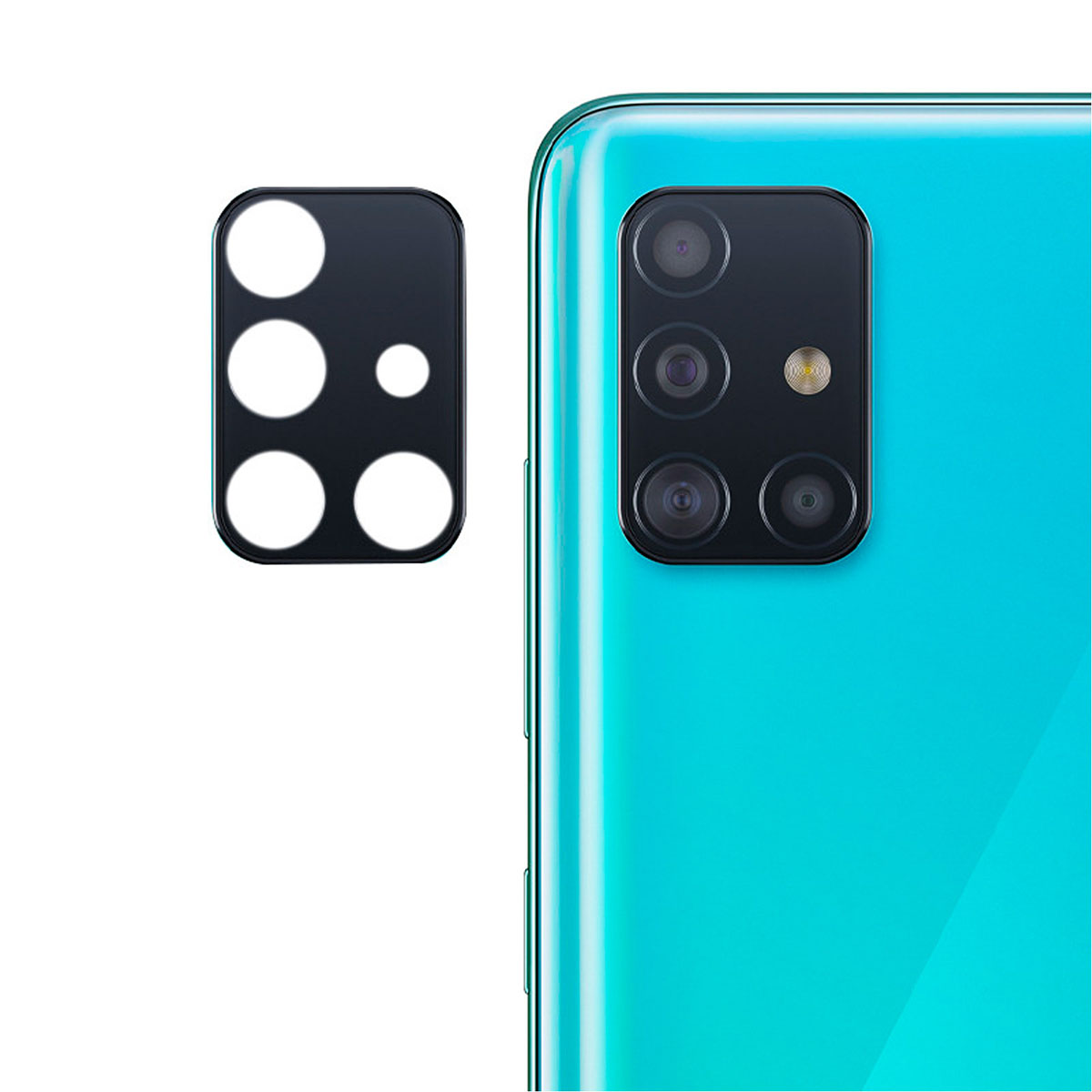Защитное стекло на заднюю камеру для SAMSUNG Galaxy A71, цвет черный