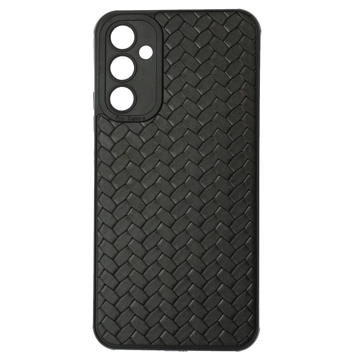 Чехол накладка для SAMSUNG Galaxy A34 5G, защита камеры, силикон, плетение, цвет черный