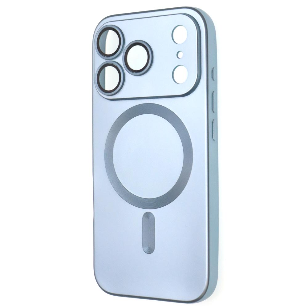 Чехол накладка с поддержкой MagSafe для APPLE iPhone 17 Pro, iPhone 18 Pro, защита камеры, силикон, цвет серо голубой