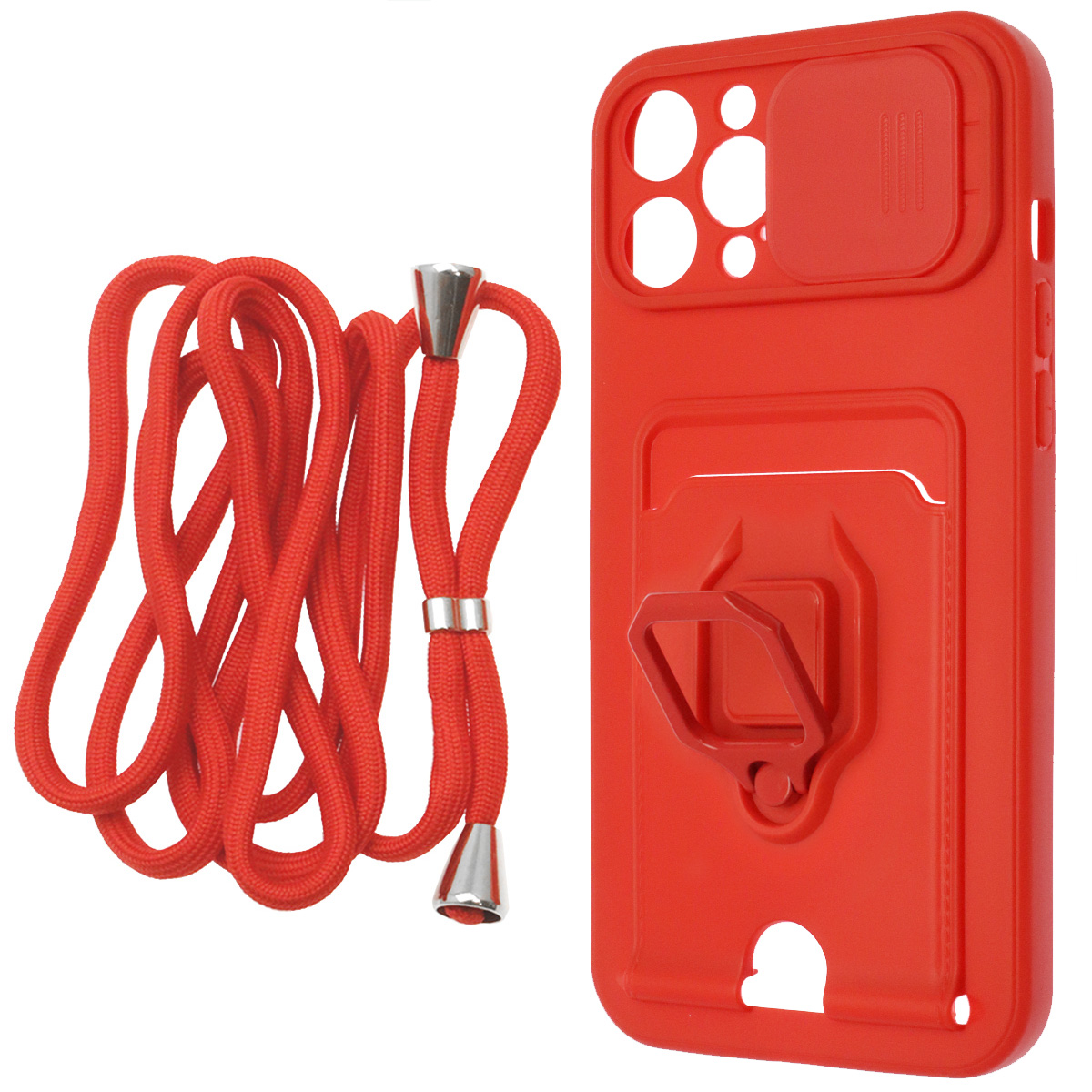Чехол накладка MULTI FUNCTION 4 в 1 для APPLE iPhone 12 Pro MAX (6.7), цвет красный
