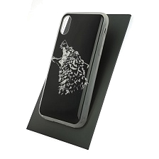 Чехол накладка для APPLE iPhone X, силикон, рисунок Рычащий волк в профиль.