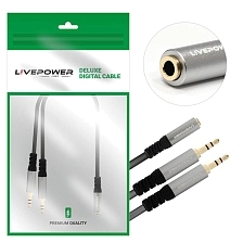 Кабель переходник аудио Live Power H233 Jack 3.5 (F) - 2 Jack 3.5 (M), длина 30 см, цвет черный