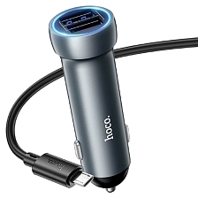 АЗУ (Автомобильное зарядное устройство) HOCO Z54 Prosperous с кабелем Micro USB, 15.5W, 2 USB, длина 1 метр, цвет темно серебристый