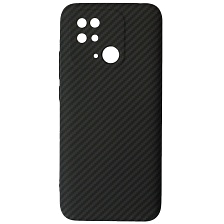 Чехол накладка KING для XIAOMI Redmi 10C, POCO C40, силикон, бархат, карбон, цвет темно синий