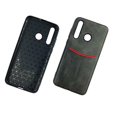 Чехол накладка ILEVEL для HUAWEI Nova 4 (VCE-LX1), силикон, под кожу, визитница, цвет черный.