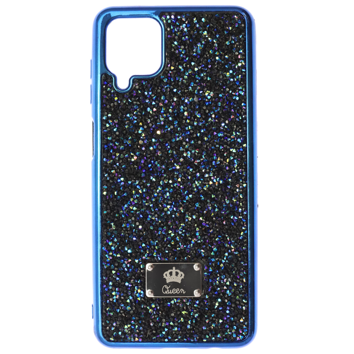 Чехол накладка Queen для SAMSUNG Galaxy A12 (SM-A125), M12 (SM-M127F), силикон, стразы, цвет синий Чехол накладка Queen для SAMSUNG Galaxy A12 (SM-A125), M12 (SM-M127F), силикон, стразы, цвет синий