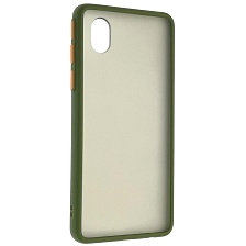 Чехол накладка SKIN SHELL для SAMSUNG Galaxy A01 Core (SM-A013), силикон, пластик, цвет окантовки хаки | РЕТРО 7