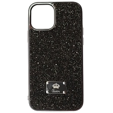 Чехол накладка Queen для APPLE iPhone 12, iPhone 12 Pro, силикон, стразы, цвет черный Чехол накладка Queen для APPLE iPhone 12, iPhone 12 Pro, силикон, стразы, цвет черный
