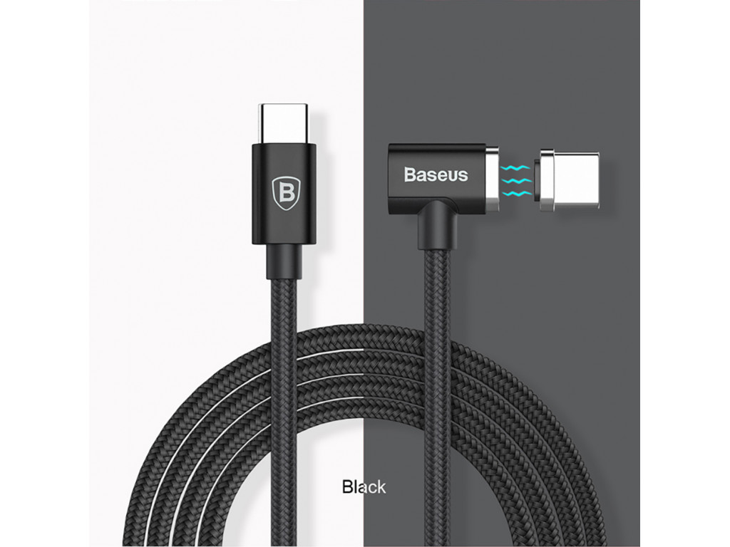 USB-Дата кабель "Baseus" магнитный Type-C кабель (Side insert) для Type-C 1.5M/4.3А цвет чёрный.